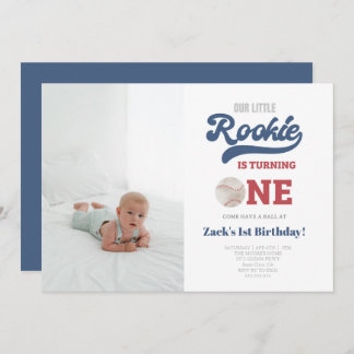 Foto Rookie Baseball Boys 1. Geburtstag Einladung