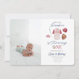 Foto Rookie Baseball Uniform Boys 1. Geburtstag Einladung