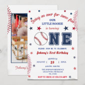 Foto Rookie des Jahres Baseball ersten Geburtstag Einladung (Vorne/Hinten)