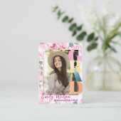 Foto Rosa Bläsernte Graduation Party Mini Einladun Begleitkarte (Stehend Vorderseite)