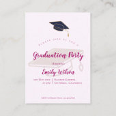 Foto Rosa Bläsernte Graduation Party Mini Einladun Begleitkarte (Rückseite)