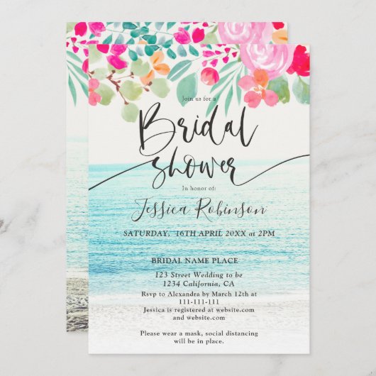 Foto Rosa Brautparty Einladung (Vorne/Hinten)