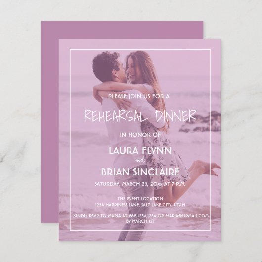 Foto Rosa Filter Probe Abendessen Einladung (Vorne/Hinten)