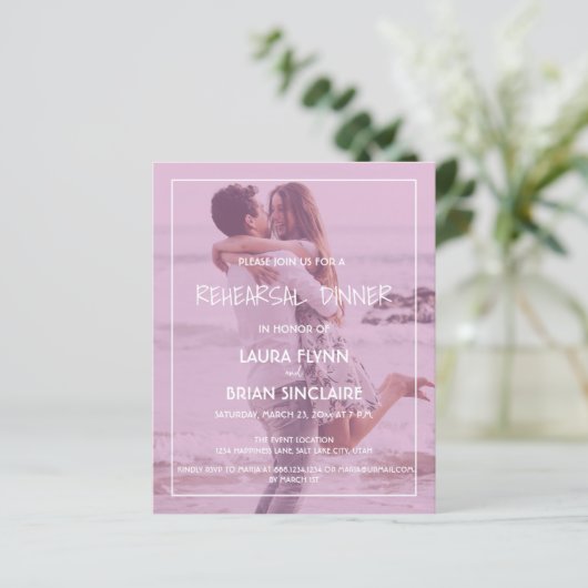 Foto Rosa Filter Probe Abendessen Einladung (Stehend Vorderseite)