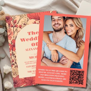 Foto Rosa Gelborange Wildblumen Hochzeit Einladung