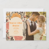 Foto Rosa Gelborange Wildblumen Hochzeit Save The Date (Vorderseite)