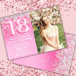 Foto Rosa Glitzer 18. Geburtstag Einladung