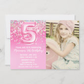 Foto Rosa Glitzer 5. Geburtstag Einladung (Vorderseite)
