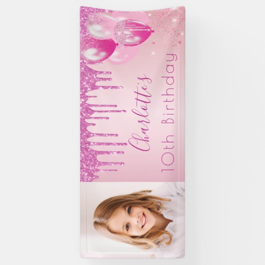Foto Rosa Glitzer-Monogramm-Banner Banner (Vertikal)