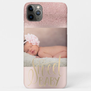 Foto Rosa Gold Glitter Ombre Süßes Baby Case-Mate iPhone Hülle