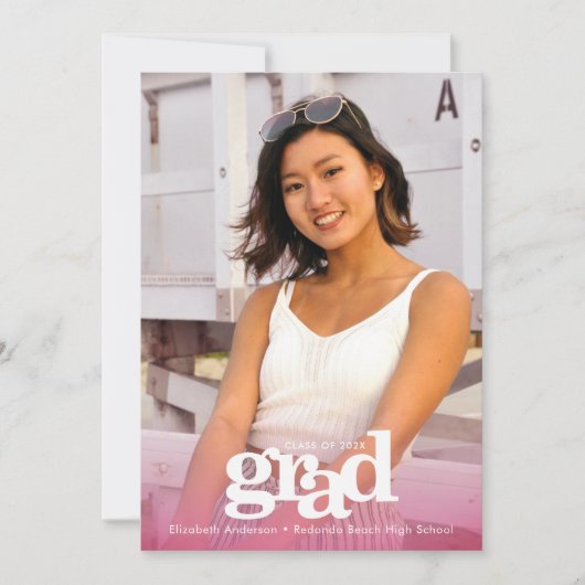 Foto rosa kühn moderne grad Party einfach elegant Einladung (Vorderseite)