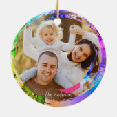 Foto Rosa Lila Moderne Fledermäuse Frohes Hallowee Keramik Ornament (Hinten)