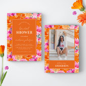 Foto Rosa & Orange Vibrannte Garten Brautparty Einladung