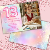 Foto Rosa Regenbogen 13. Geburtstag Einladung