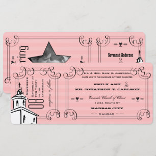 Foto Rosa Romantische Kapelle Ticket Hochzeit Einladung