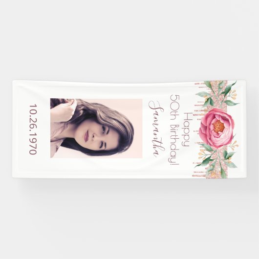 Foto Rosa Rosa Glitzer Banner (Horizontal)