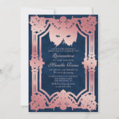 Foto Rosa Rose Gold Masquera Quinceanera Einladung (Vorderseite)