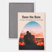 Foto rosa rusti boho Save the Date QR Magnet (Vorderseite/Rückseite)