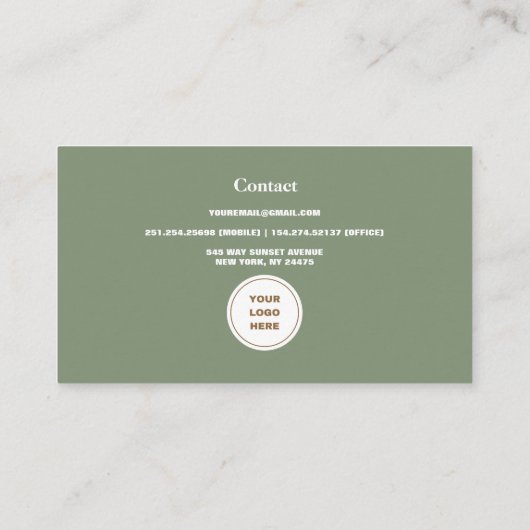 Foto Rosa und grüner minimalistischer Retro Visitenkarte (Rückseite)