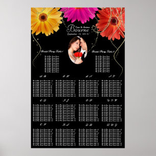 Foto Rosa und Orange Gerber Daisy Seekarte Poster