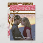 Foto Rosa und Schokolade Braun Vintager Kronleucht Einladung (Vorne/Hinten)