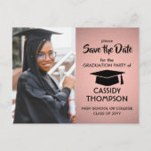 Foto Rosa und Schwarz Moderner Abschluss Save the  Postkarte (Vorderseite)