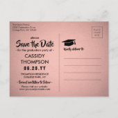 Foto Rosa und Schwarz Moderner Abschluss Save the  Postkarte (Rückseite)