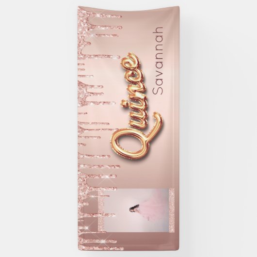 Foto-Rose aus Quinceanera-Glitzer Banner (Vertikal)