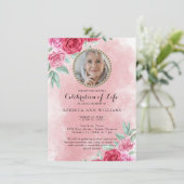 Foto Rose Feier zum Leben Einladung (Stehend Vorderseite)