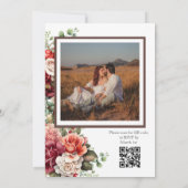 Foto Rose Floral Eukalyptus QR Code Hochzeit Einladung (Rückseite)