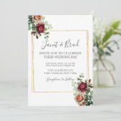 Foto Rose Floral Eukalyptus QR Code Hochzeit Einladung (Stehend Vorderseite)