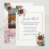 Foto Rose Floral Eukalyptus QR Code Hochzeit Einladung (Vorne/Hinten)