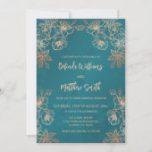 Foto Rose Gold Aquamarin Hochzeit Einladung (Vorderseite)