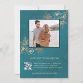 Foto Rose Gold Aquamarin Hochzeit Einladung (Rückseite)