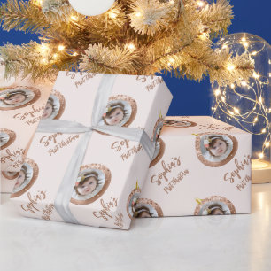 Foto Rose Gold Blush Erstes Weihnachten Geschenkpapier