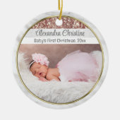 Foto Rose Gold Doppelseitiges 2 Picture Baby First Keramik Ornament (Vorne)