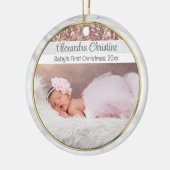 Foto Rose Gold Doppelseitiges 2 Picture Baby First Keramik Ornament (Links)