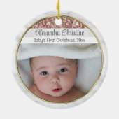 Foto Rose Gold Doppelseitiges 2 Picture Baby First Keramik Ornament (Hinten)