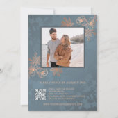 Foto Rose Gold Dusty Blue Wedding Einladung (Rückseite)