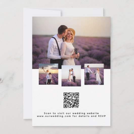 Foto Rose Gold florales Foto QR UAWG Hochzeit Einladung (Rückseite)