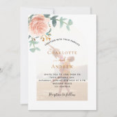 Foto Rose Gold Foto Bogen QR UAWG Hochzeit Einladung (Vorderseite)