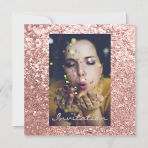 Foto Rose Gold GlitterBridal Sweet16. Abschluss Einladung