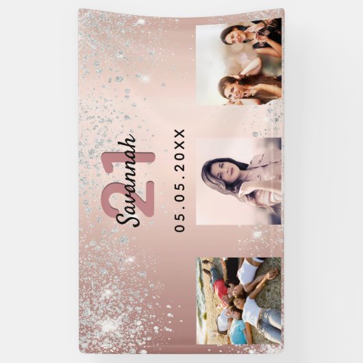 Foto Rose Gold Glitzer Banner (Vertikal)