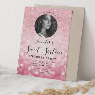 FOTO Rose Gold Glitzer Bokeh Sweet 16 Einladung