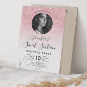 FOTO Rose Gold Glitzer Marmor Sweet 16 Party Einladung