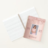 Foto Rose Gold Glitzer Tropfen Gürtelmädchen Tageb Notizblock (Innenseite)