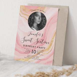 FOTO Rose Gold Rosa Marmor Sweet 16 Party Einladung