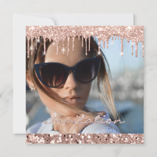 Foto Rose Gold Tropfen Bridal Sweet16. Abschluss Einladung