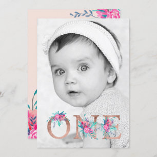 Foto Rose Goldflorenbrief 1. Geburtstagsblüte Einladung