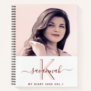 Foto-Rose mit kundenspezifischem Tagebuch, weiß Notizblock